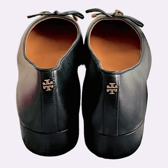 TORY BURCH Brooke Bow 25MM Black Nappa Leather Ballet Heels Size 5.5 - Picture 6 of 8